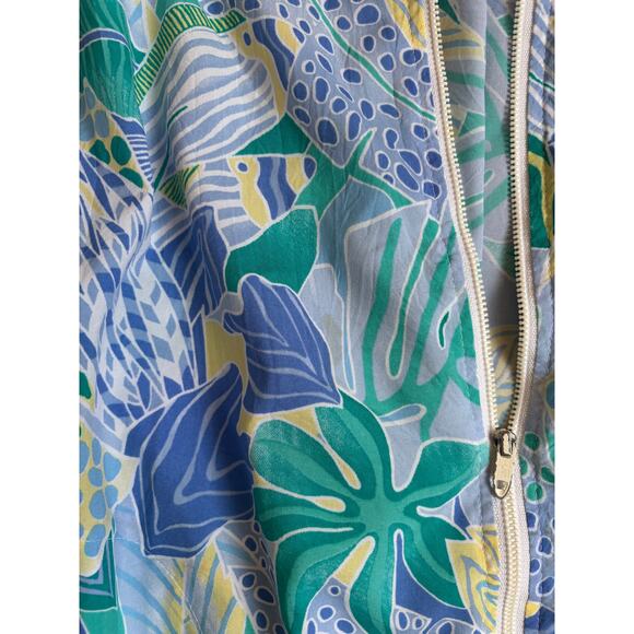 Vintage Retro 1980s/90s Cricket Lane Polyester Windbreaker - Jungle Leaves - Picture 6 of 10